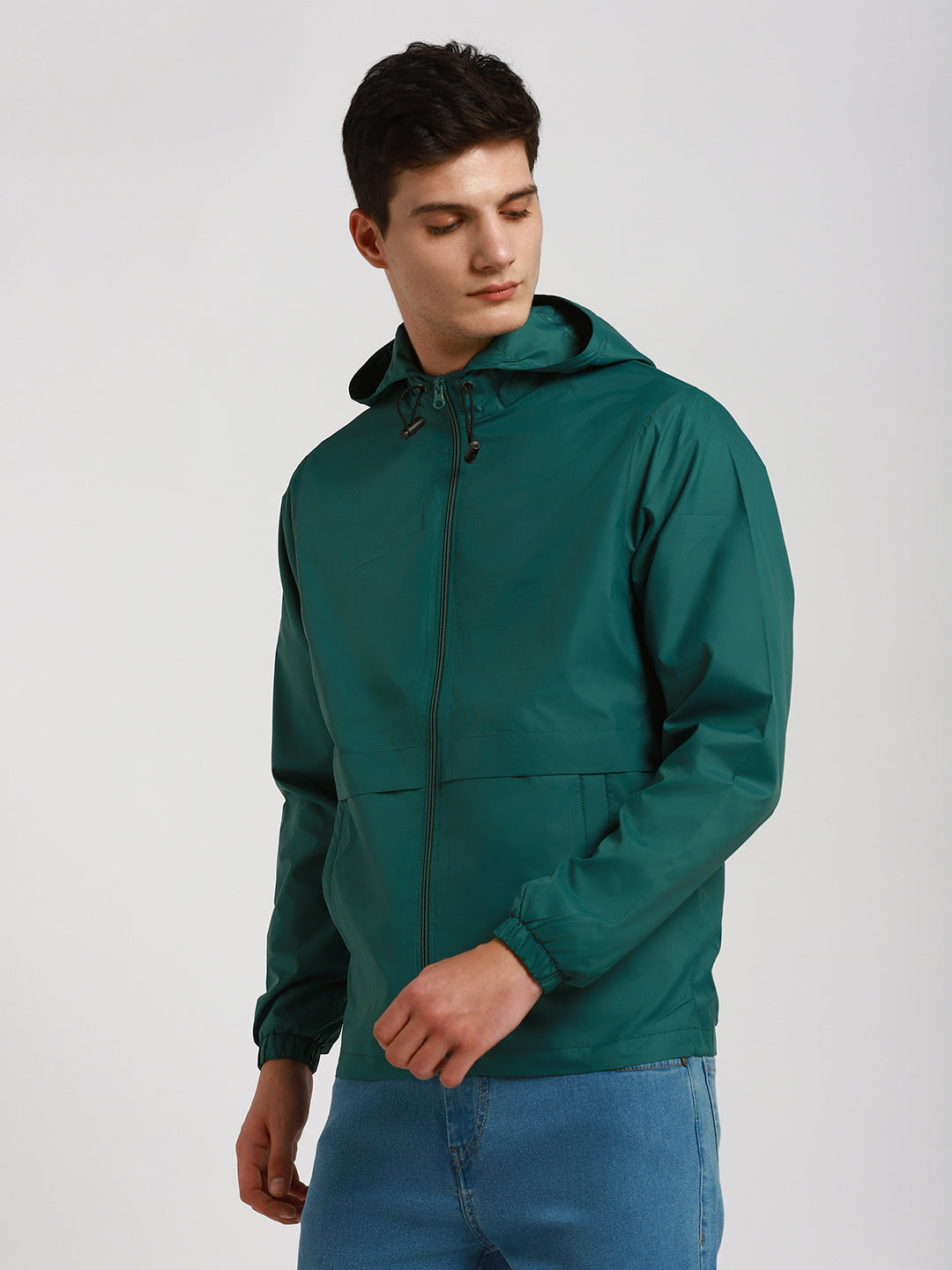 Dennis Lingo Men's Hooded Regular Fit Solid Grass Green Jackets