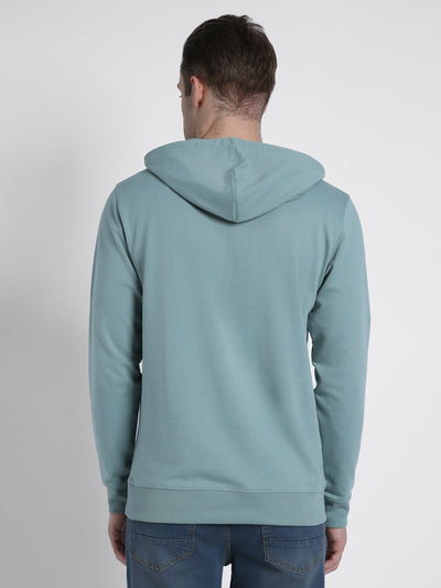 Men's Sea Green Solid Hooded Sweatshirt