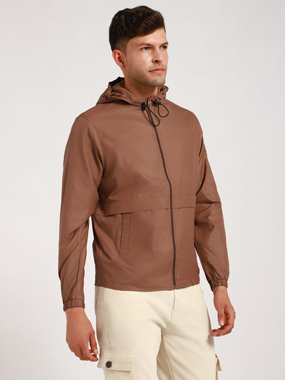 Men's Hooded Regular Fit Solid Mousse Jackets