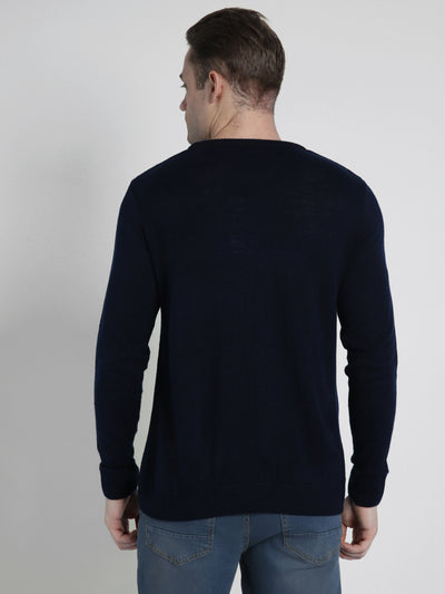 Men's Round Neck Long Sleeves Acrylic Pullover Sweater
