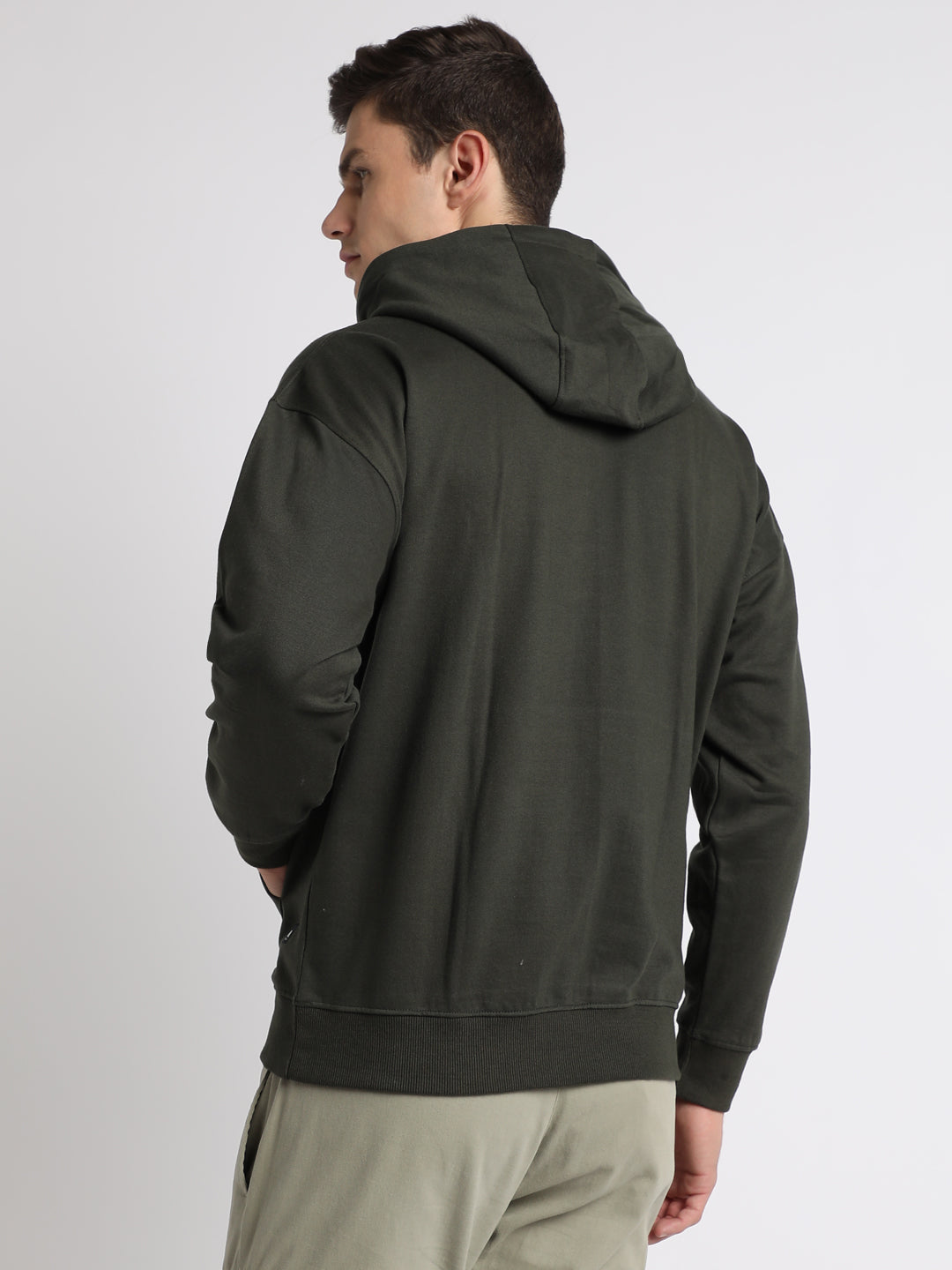 Men's Olive Full Sleeves Hoodie