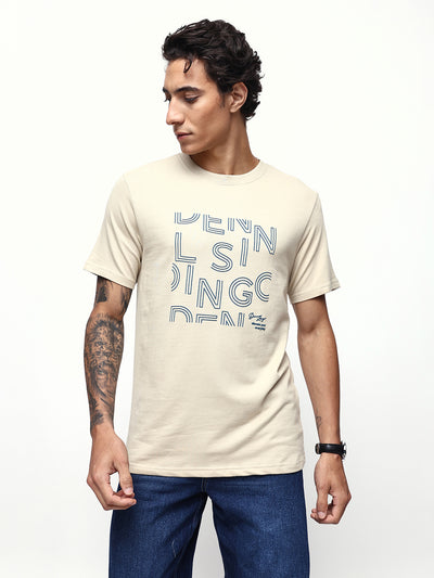 Men's Printed Round Neck Half Sleeves Relaxed Fit T-shirt