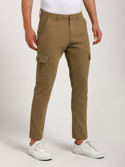 Men's Moss Green Solid Cargos