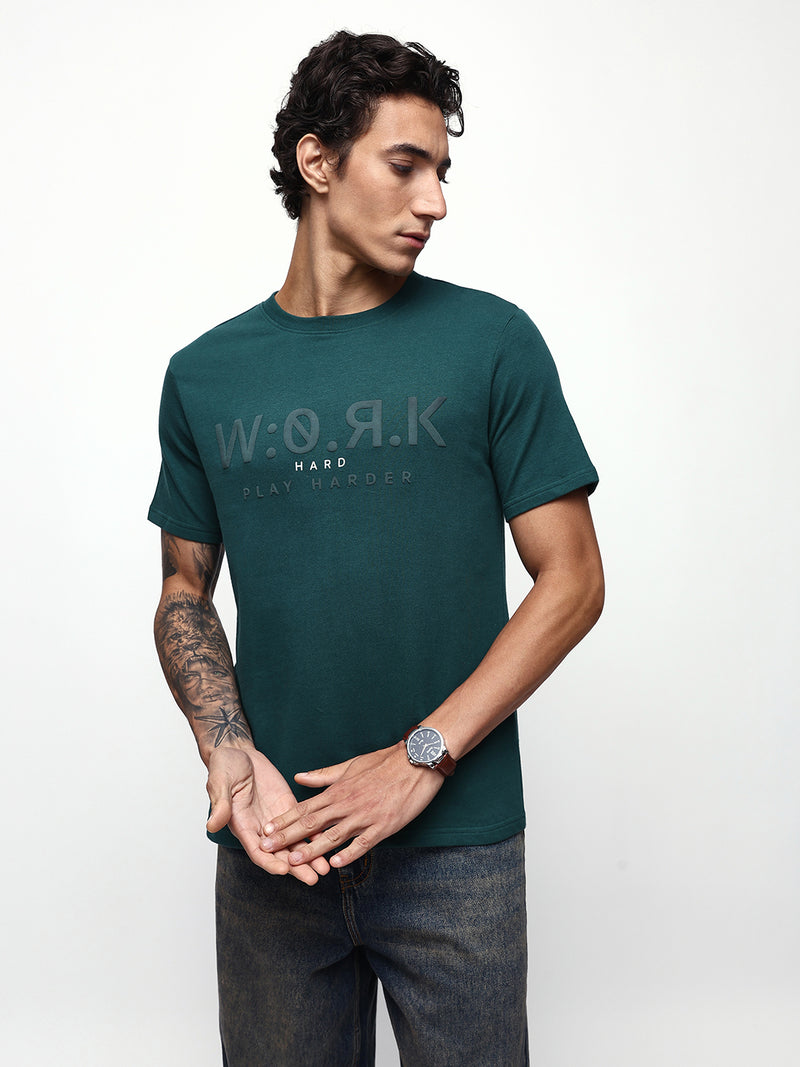 Men's Printed Round Neck Half Sleeves Relaxed Fit T-shirt
