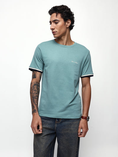 Men's Solid Round Neck Half Sleeves Relaxed Fit T-shirt