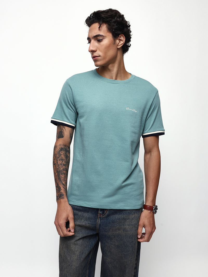 Men's Solid Round Neck Half Sleeves Relaxed Fit T-shirt