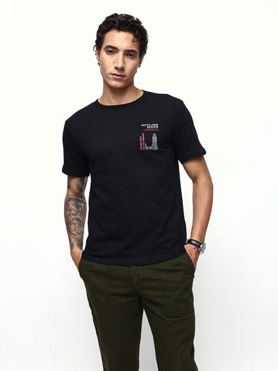 Men's Printed Round Neck Half Sleeves Relaxed Fit T-shirt