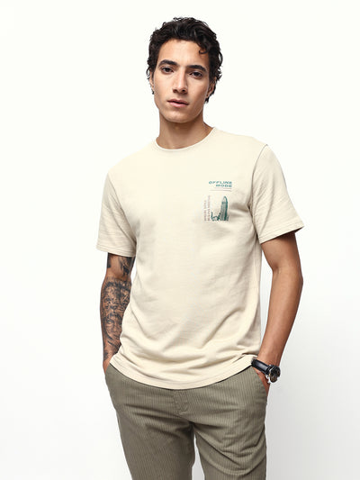 Men's Printed Round Neck Half Sleeves Relaxed Fit T-shirt