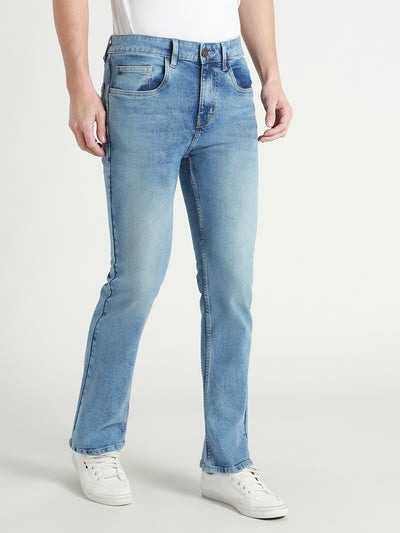 Men's Bootcut light fade Mid Blue Stretchable Jeans