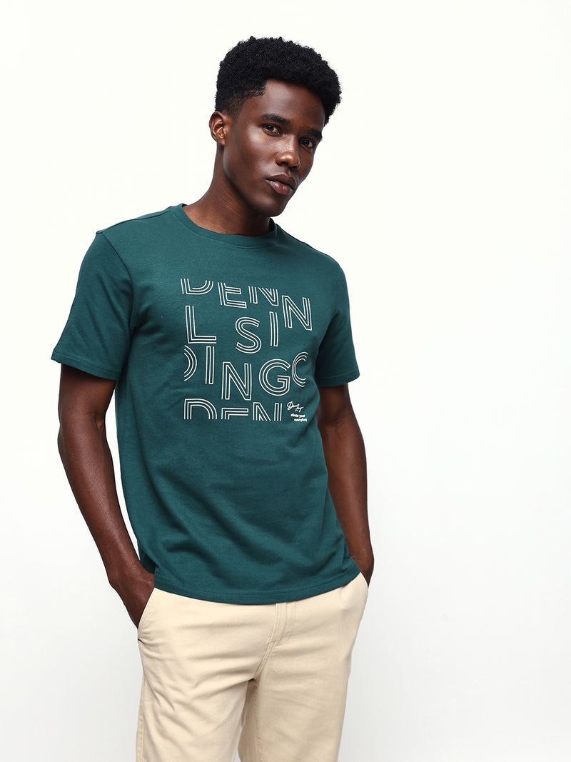 Men's Printed Round Neck Half Sleeves Relaxed Fit T-shirt
