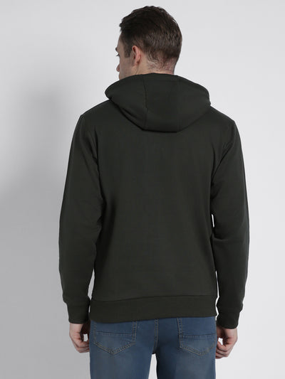 Men's Green Printed Hooded Sweatshirt