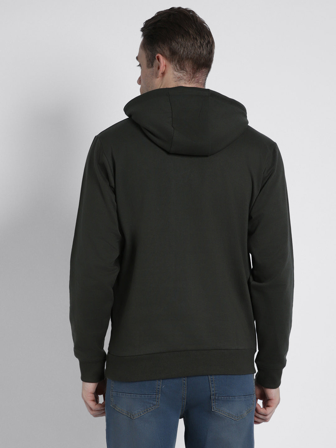Men's Green Printed Hooded Sweatshirt