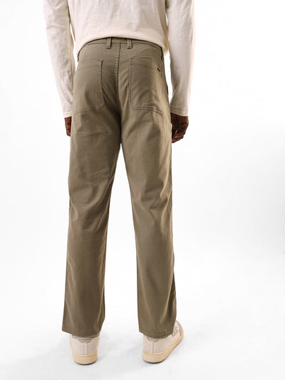 Men's Sage Solid Cotton Relaxed Fit Mid-Rise Cargo Trousers