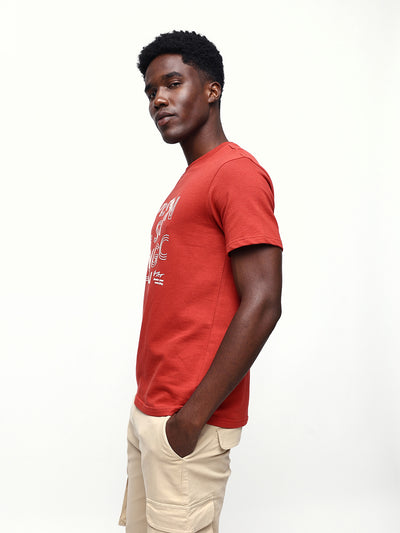 Men's Printed Round Neck Half Sleeves Relaxed Fit T-shirt