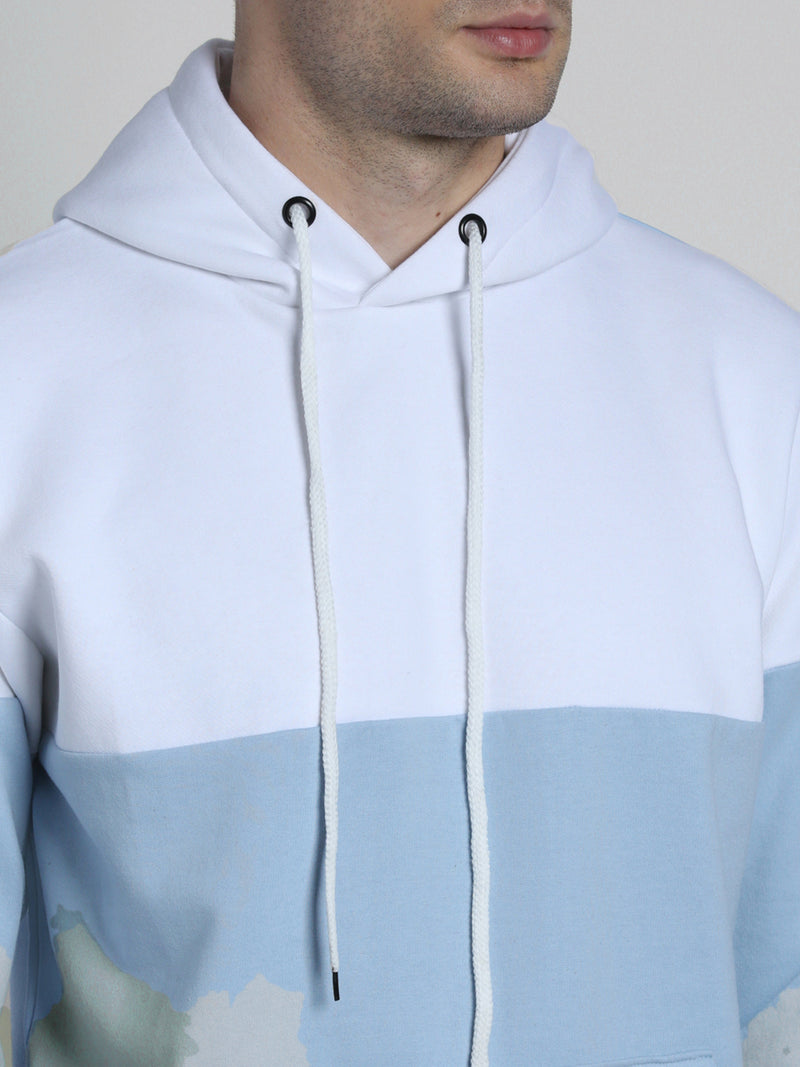Men's Colourblocked Hooded Pullover Sweatshirt