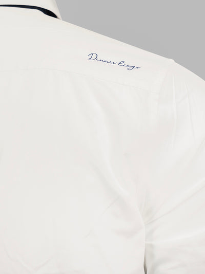 Men White Solid Spread Collar Full Sleeves Regular Fit Casual Shirt