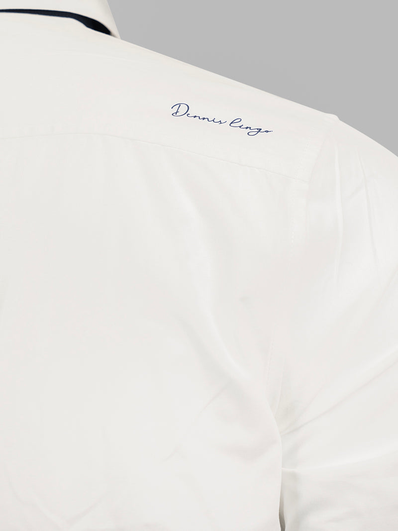 Men White Solid Spread Collar Full Sleeves Regular Fit Casual Shirt