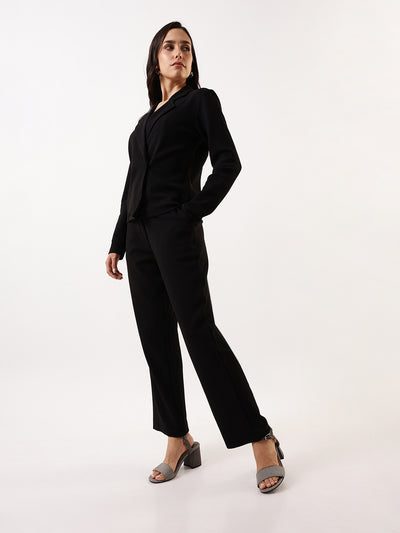 DL Woman Solid Blazer and Trousers Co-ords Set