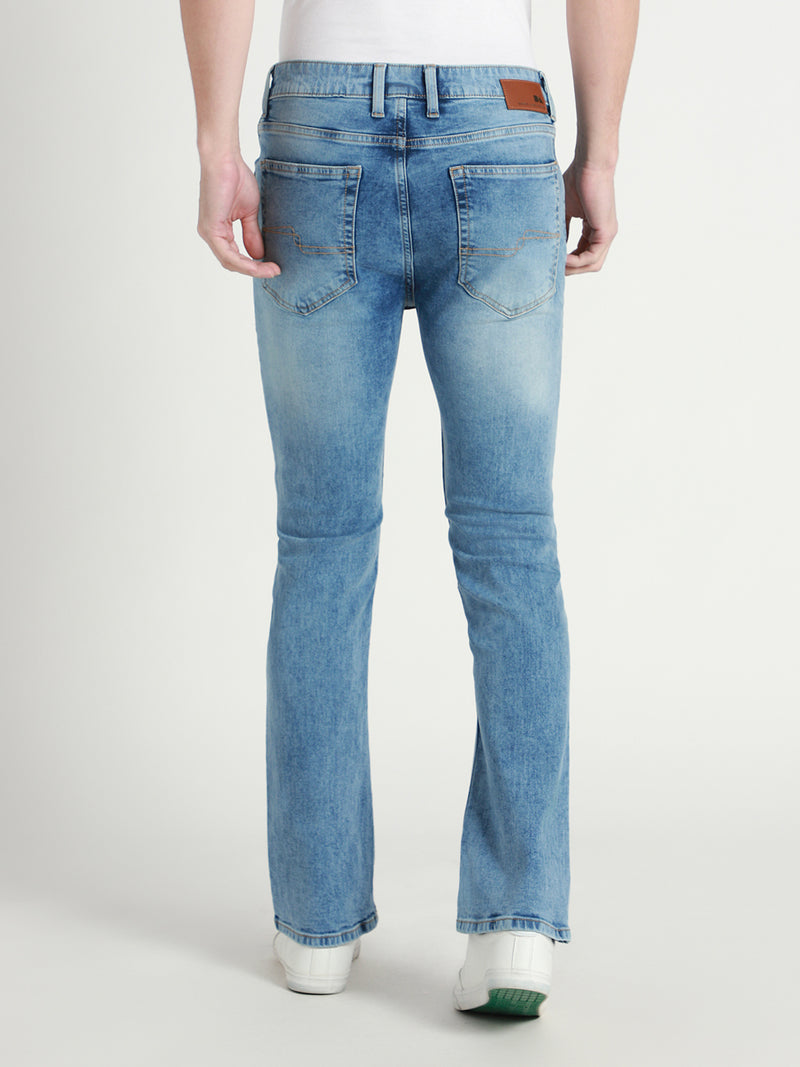 Men's Bootcut light fade Mid Blue Stretchable Jeans