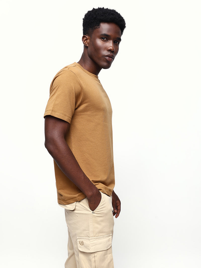 Men's Solid Round Neck Half Sleeves Relaxed Fit T-shirt