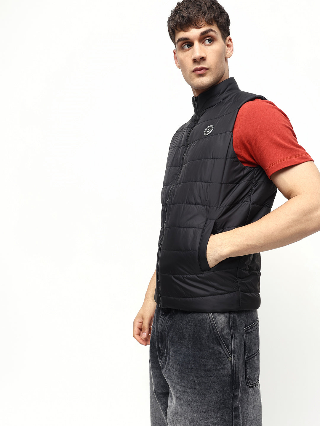 Men's Black Regular Fit Winterwear Jackets