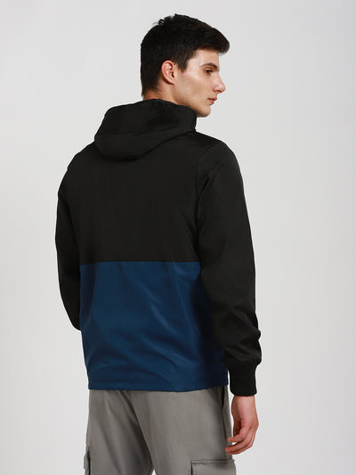 Dennis Lingo Men's Blue Colourblock Hood Full Sleeve Light weight jacket Jackets