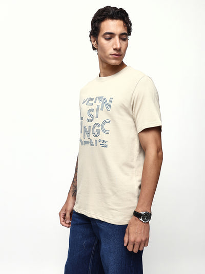 Men's Printed Round Neck Half Sleeves Relaxed Fit T-shirt