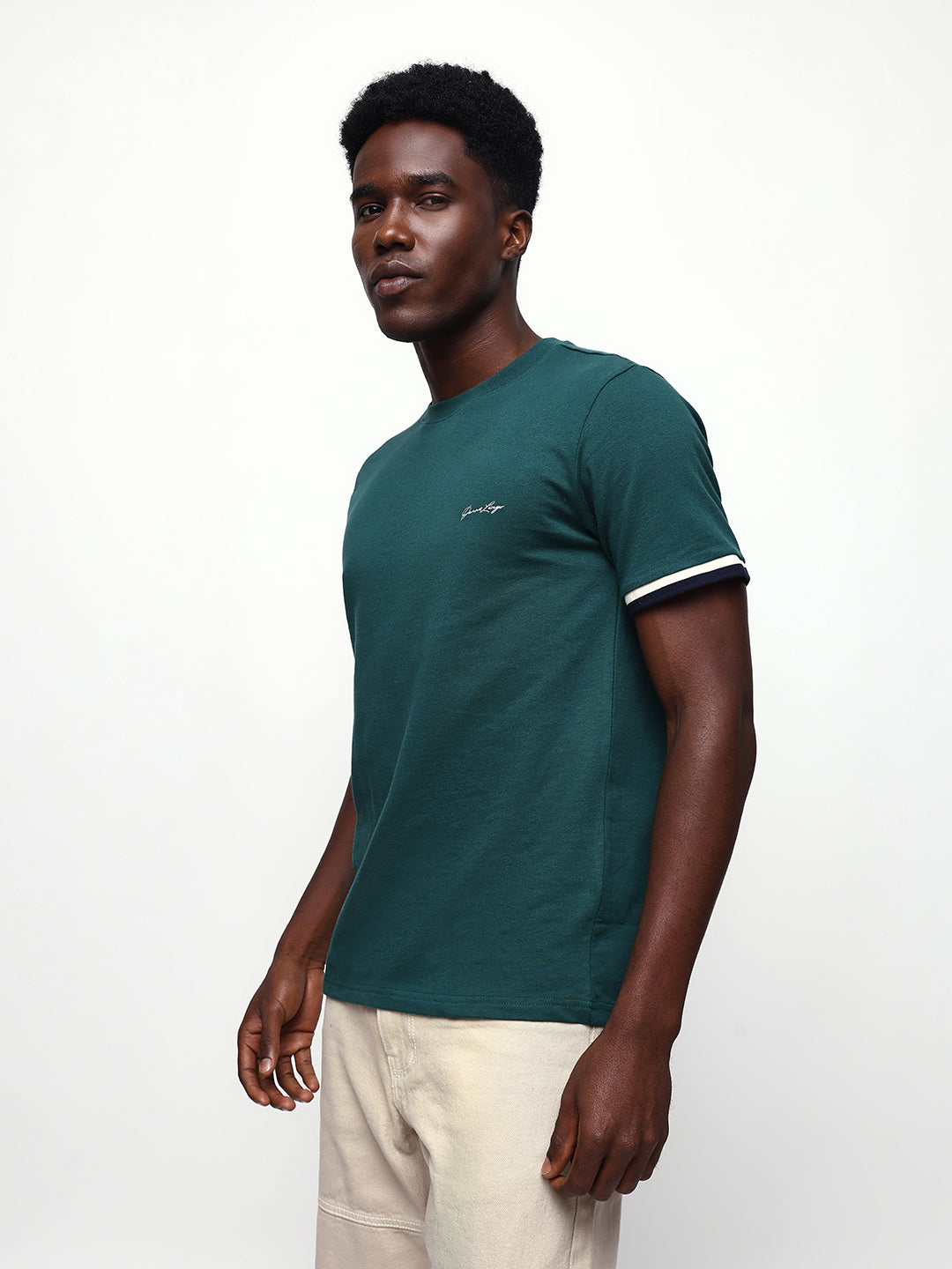 Men's Solid Round Neck Half Sleeves Relaxed Fit T-shirt