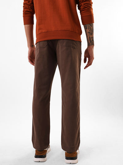 Men's Solid Cotton Relaxed Fit Mid-Rise Cargo Trousers
