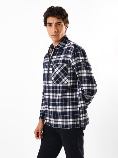 Men's Flannel Checks Spread Collar Relaxed Fit Casual Shirt