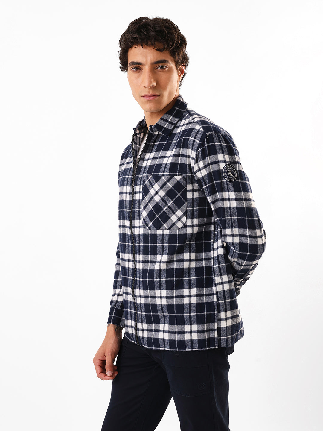 Men's Flannel Checks Spread Collar Relaxed Fit Casual Shirt