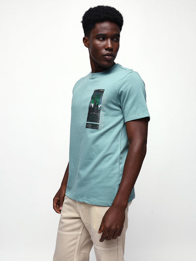 Men's Printed Round Neck Half Sleeves Relaxed Fit T-shirt