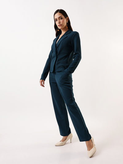 DL Woman Solid Blazer and Trousers Co-ords Set