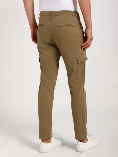 Men's Moss Green Solid Cargos