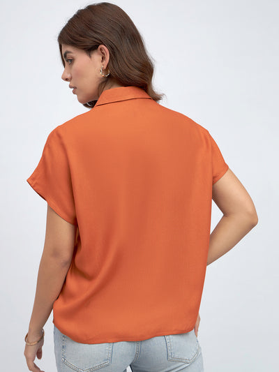 DL Woman rust Extended Sleeves Relaxed Fit Boxy Casual Shirt