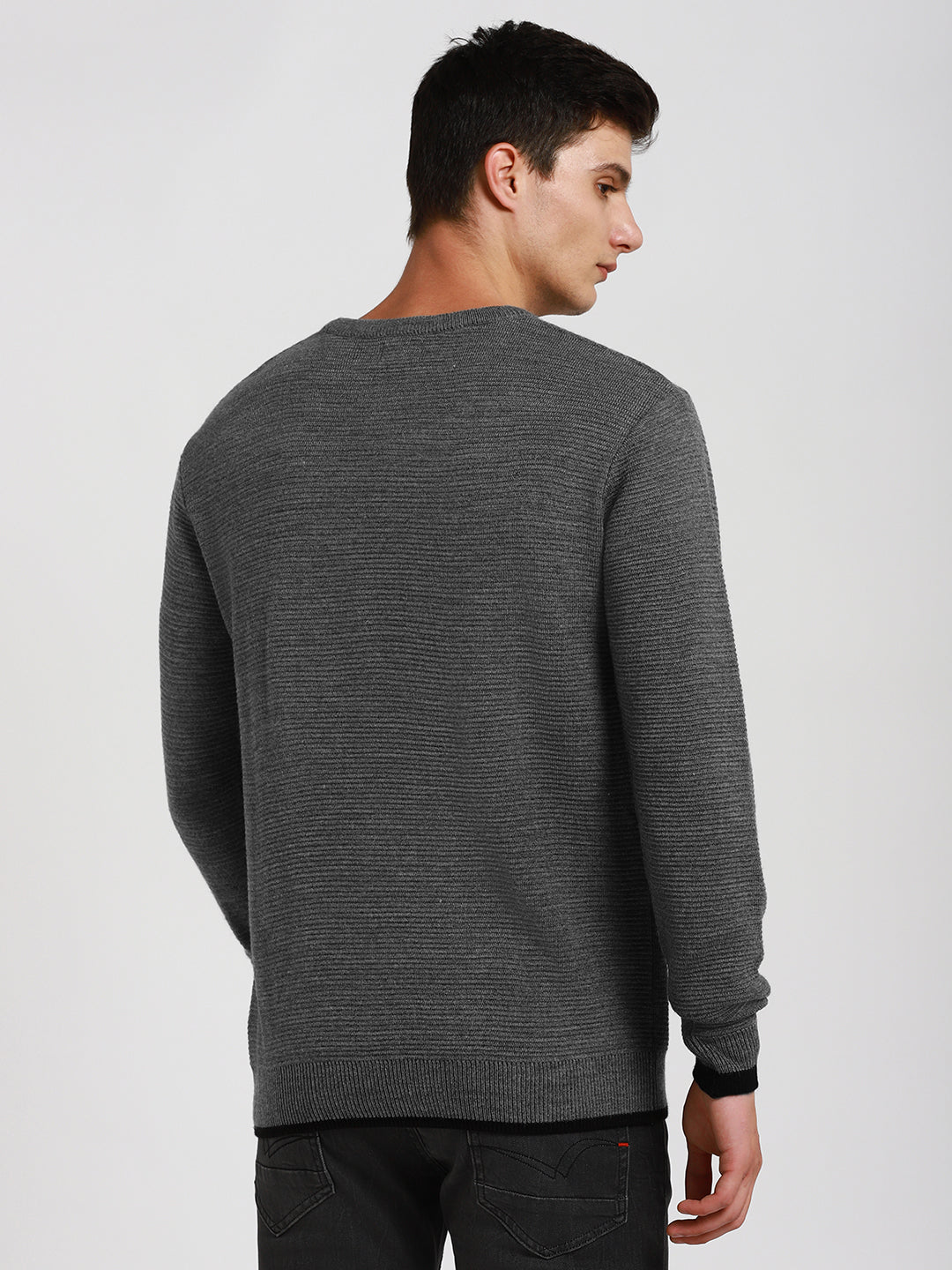 Men's Mock Regular Fit Solid Mid Grey Mel Sweater