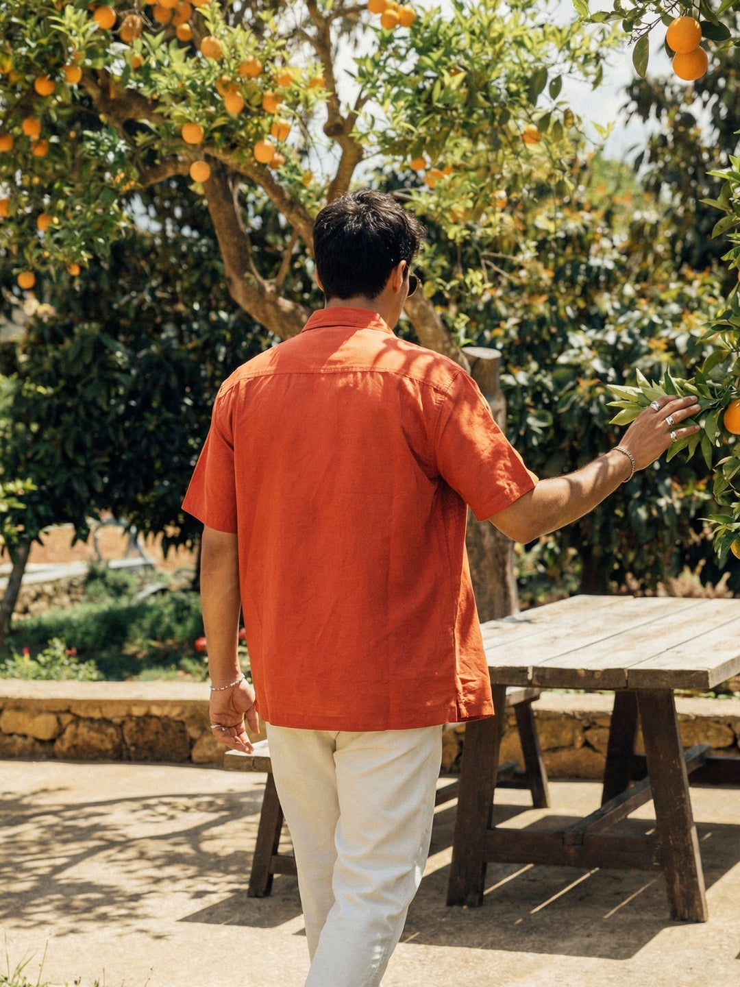 Boxy fit half sleeve cotton blend shirt with patch pocket