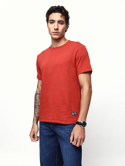 Men's Solid Round Neck Half Sleeves Relaxed Fit T-shirt
