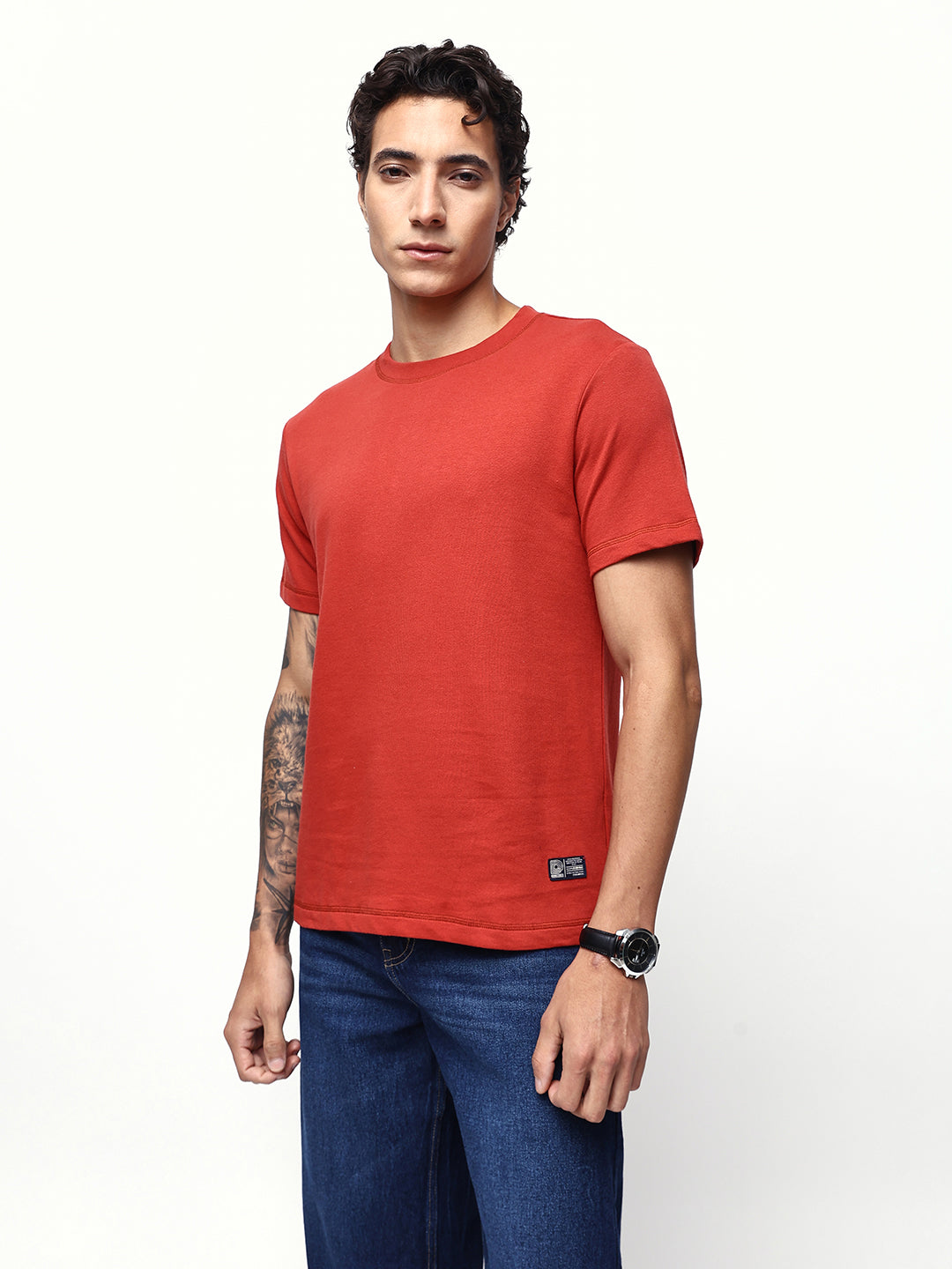 Men's Solid Round Neck Half Sleeves Relaxed Fit T-shirt