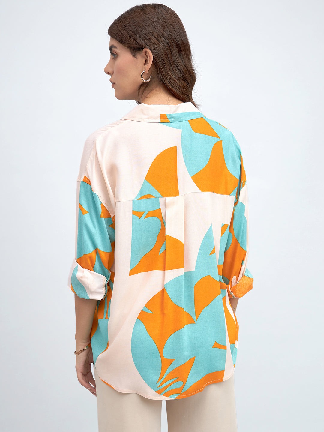 DL Woman Sky Abstract Printed Oversized Casual Shirt