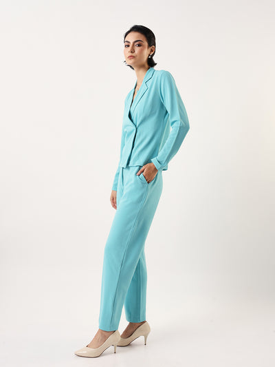 DL Woman Solid Blazer and Trousers Co-ords Set