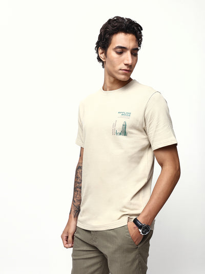 Men's Printed Round Neck Half Sleeves Relaxed Fit T-shirt