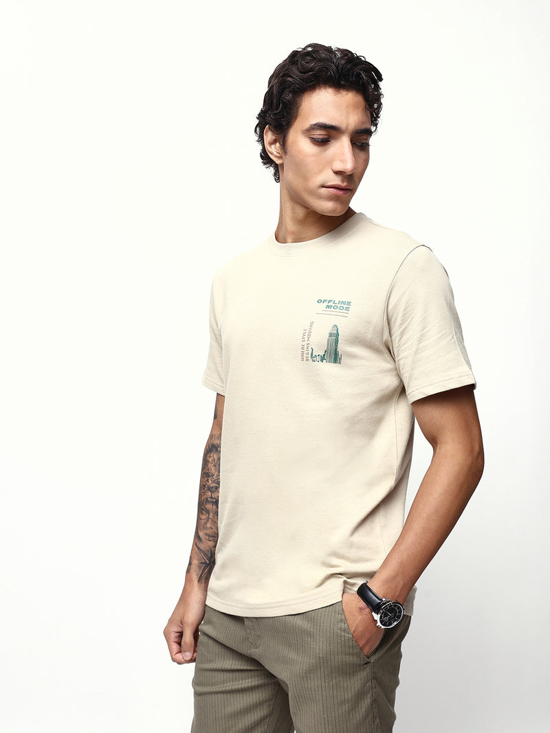 Men's Printed Round Neck Half Sleeves Relaxed Fit T-shirt