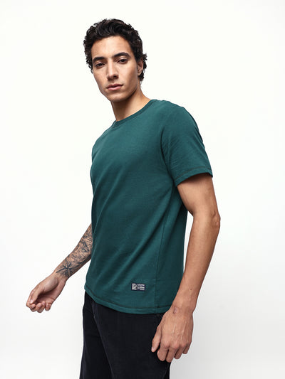 Men's Solid Round Neck Half Sleeves Relaxed Fit T-shirt