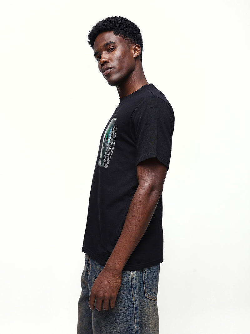 Men's Printed Round Neck Half Sleeves Relaxed Fit T-shirt