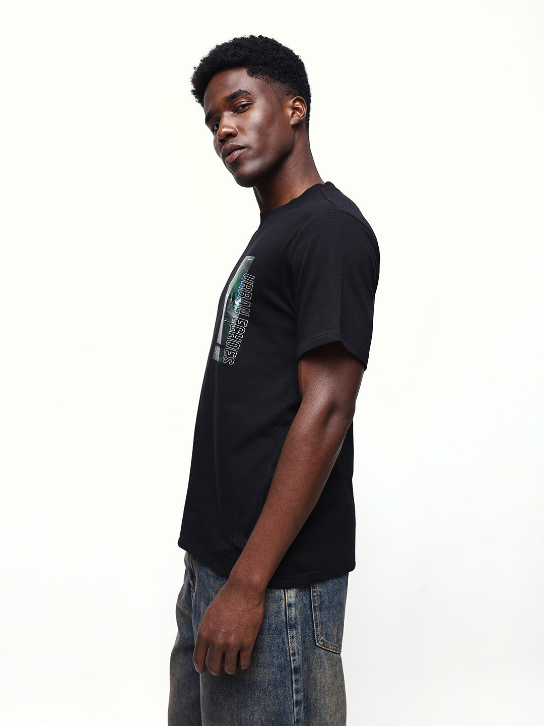 Men's Printed Round Neck Half Sleeves Relaxed Fit T-shirt
