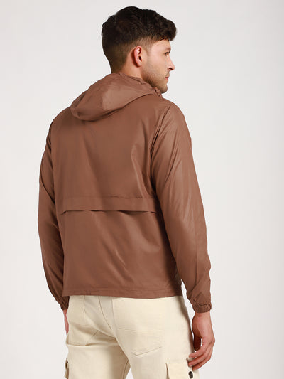 Men's Hooded Regular Fit Solid Mousse Jackets