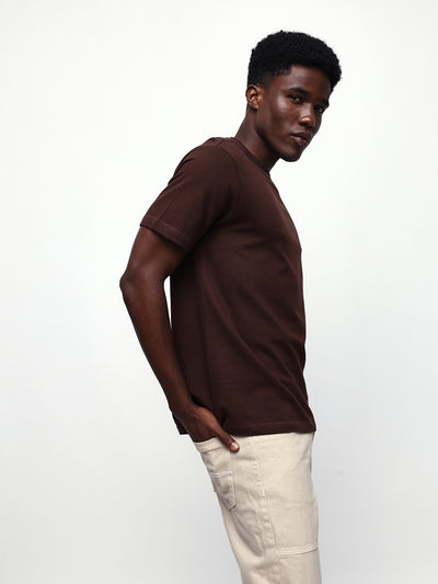 Men's Solid Round Neck Half Sleeves Relaxed Fit T-shirt