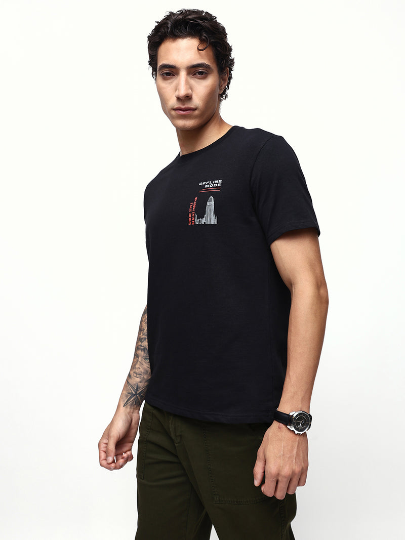 Men's Printed Round Neck Half Sleeves Relaxed Fit T-shirt