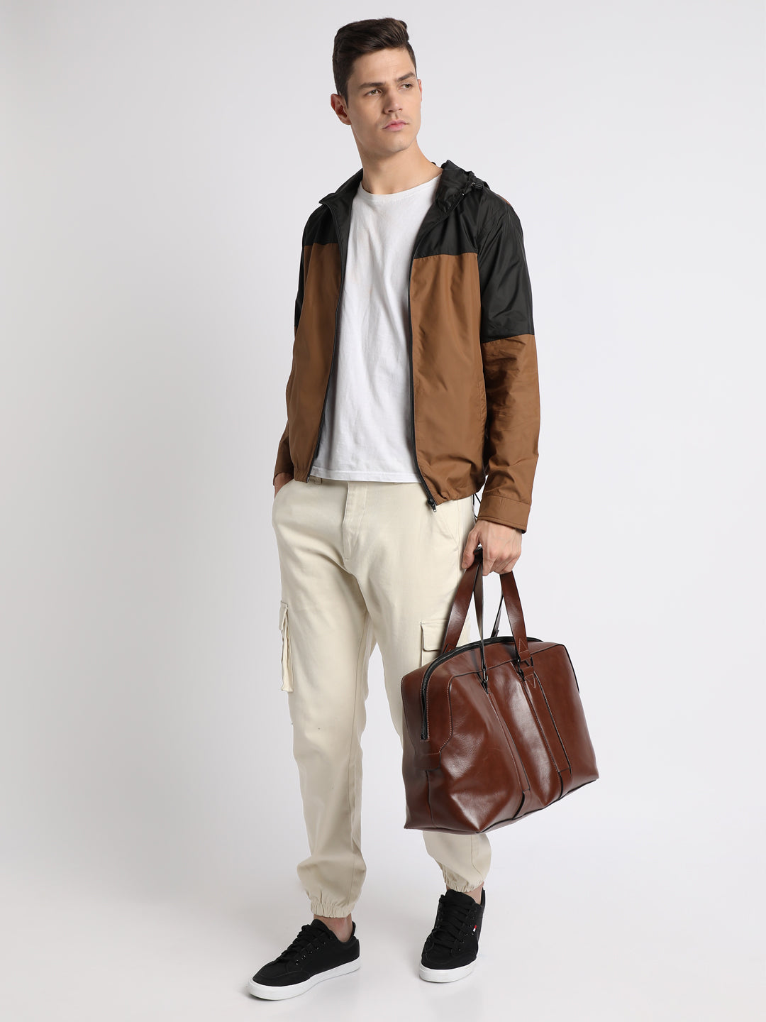 Men's Hooded Regular Fit Colourblock Copper Jackets